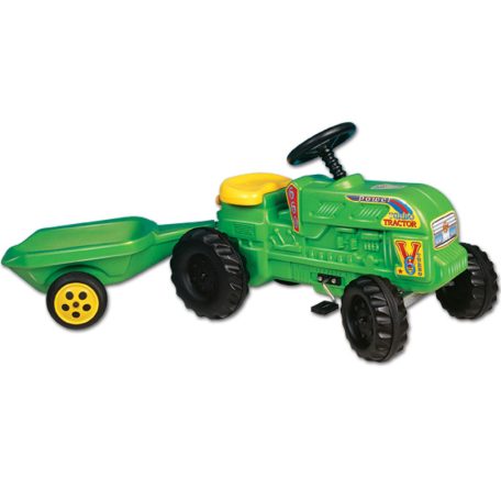 D-Toys Traktor utánfutóval, pedálos, zöld,  139cm 100