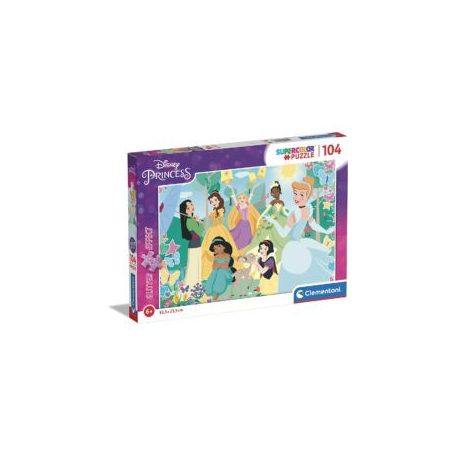 Clementoni kirakó, puzzle,  104 db, Disney Princess - Glitter effect 20346
