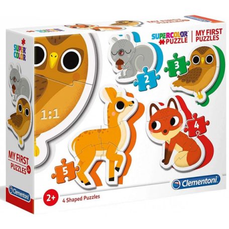 Clementoni kirakó, puzzle, 4in1 (2,3,9,12 db), Erdei állatok 20814