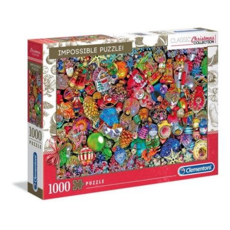 Clementoni kirakó, puzzle, 1000 db, Karácsonyi díszek 39585