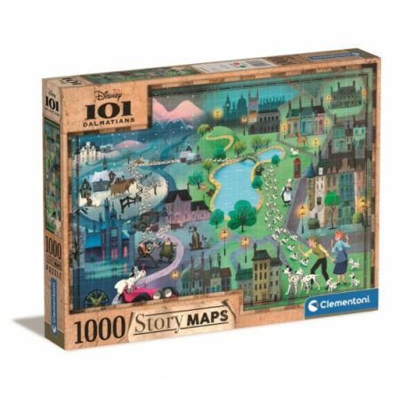 Clementoni kirakó, puzzle, 1000 db, Disney 101 kiskutya Történet Térkép 39665