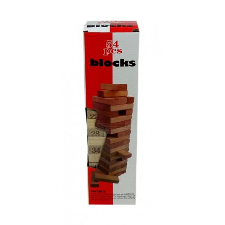 Fa torony szett dobozban - ügyességi játék - 54 darabos - 48822