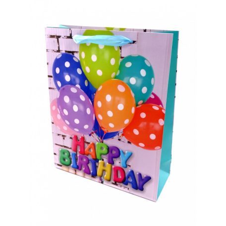 Papírtasak - Happy Birthday - Születésnapos - 26 x 32 x 10 cm - 72178