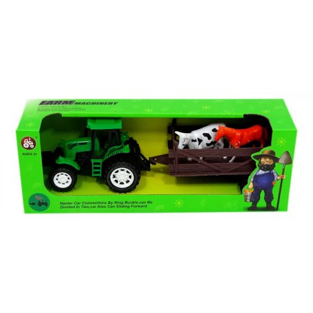 Traktor pótkocsival - állatszállító - dobozban  - 82008