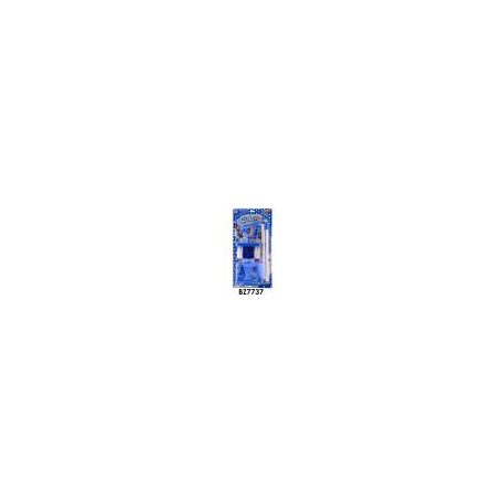 Takarító klt., kék, hosszú partvis + lapát, 21x43 cm lapon