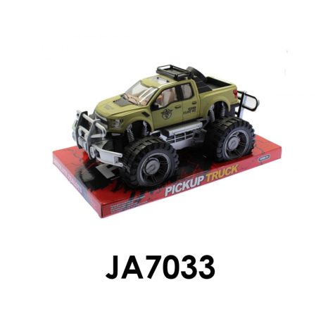 Katonai autó, 4x4, belátós, platós, 2 szín, 39x20 cm plf.