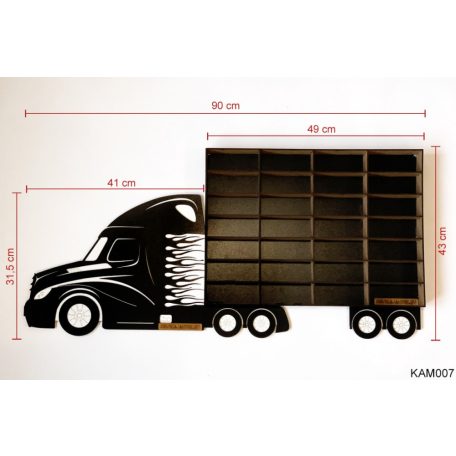 Kisautó Tároló Kamion - Kamion egy pótkocsival KAM007 Fekete
