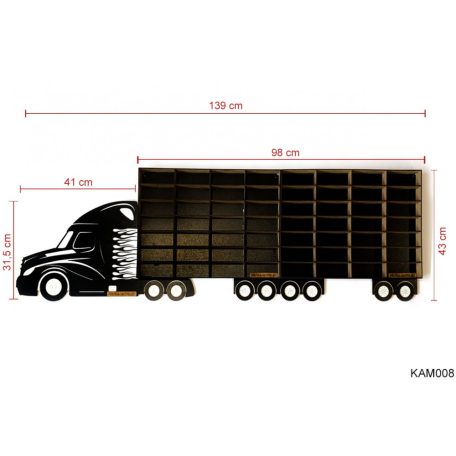 Kisautó Tároló Kamion - Kamion 2 pótkocsival KAM008 Fekete