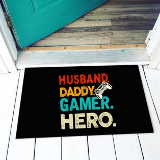 Vicces lábtörlő Husband, daddy, gamer, hero LAX040