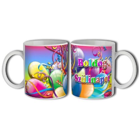 Bögre 300ml, Boldog szülinapot lufis New B021