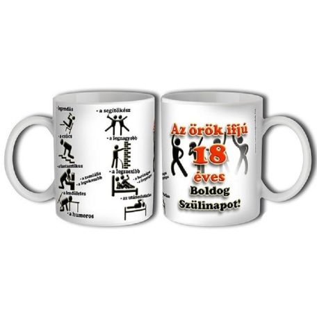 Bögre 300ml, Boldog szülinapot 18 New B034