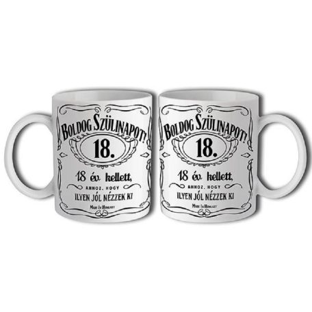 Bögre 300ml, Boldog szülinapot 18 New B180