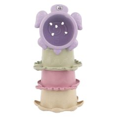   Kádjáték klt., 4 kifolyós edény, + kishajó , 7x14 cm hálós