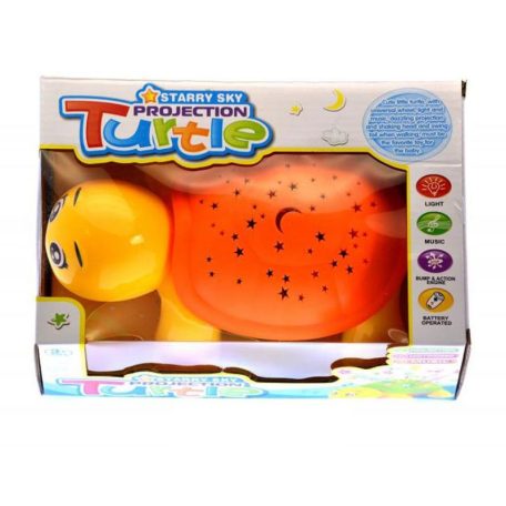 Bébi projektor, teknős forma, bolygóker., el., hang+váltófény,  22x10 cm dob.