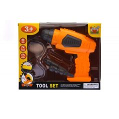   Szerszámgép, el. Fúrógép + szemüveg,  hang+forog, 24x19 cm dob.