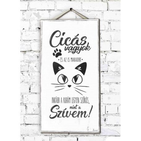 Fali dekor kép, Cicás vagyok 46*25*0,5cm New FD012