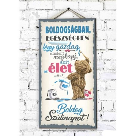 Fali dekor kép, Boldogságban egészségben 46*25*0,5cm New FD042