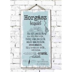Fali dekor kép, Horgász becsület 46*25*0,5cm New FD051