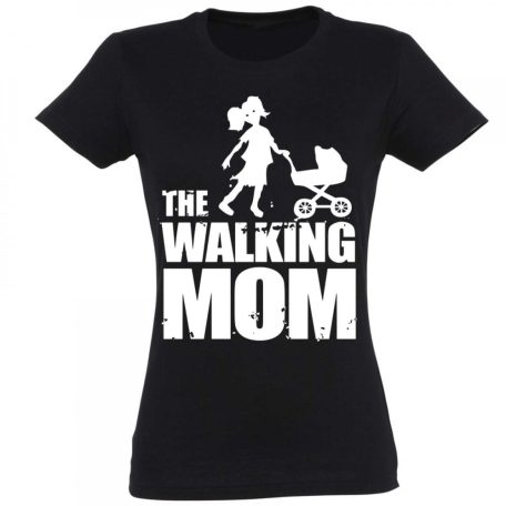 Vicces Póló - The walking Mom PNX031 Fekete