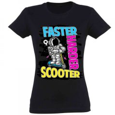 Vicces Póló - Faster harder scooter PNX041 Fekete