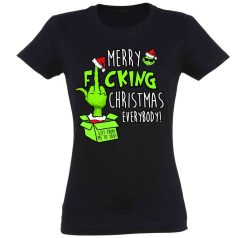   Vicces Póló - Merry F.cking Christmas Everybody PNX082 Fekete