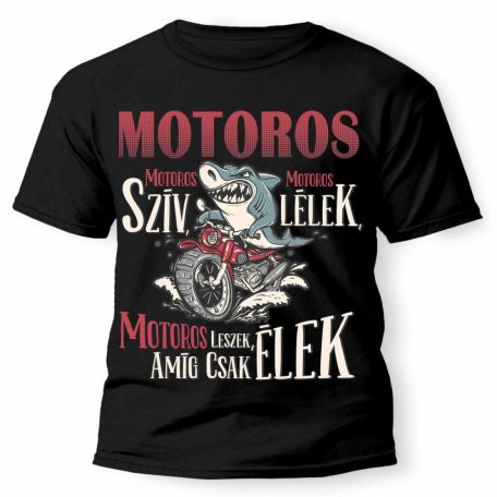 Vicces Póló - Motoros Szív, Motoros Lélek PX002 Fekete