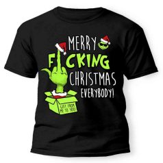   Vicces Póló - Merry F.cking Christmas Everybody PX082 Fekete