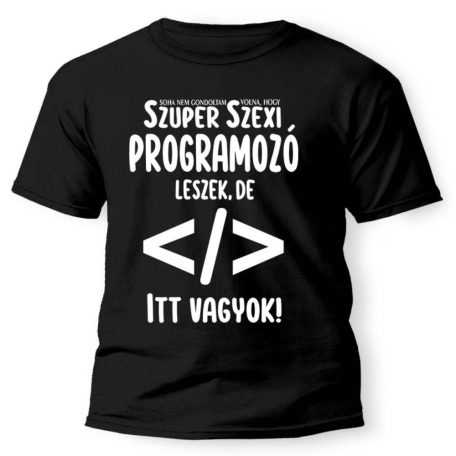 Vicces Póló - Szexi programozó PX141 Fekete