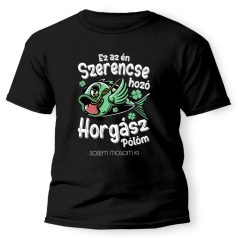   Vicces Póló - Ez az én szerencse horgász pólóm PX207 Fekete