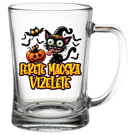 Fekete macska vizelete - Söröskorsó - 500 ml - Halloweeni söröskorsó SS318