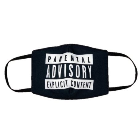 Textíl design szájmaszk. dupla rétegű poliészter anyag, vízálló és légáteresztő. Parental advisory explicit content