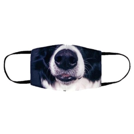 Textíl design szájmaszk. dupla rétegű poliészter anyag, vízálló és légáteresztő. Border collie