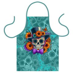   Cukorkoponya kalappal türkiz - Teli mintás kötény - Halloween Kötény TK072