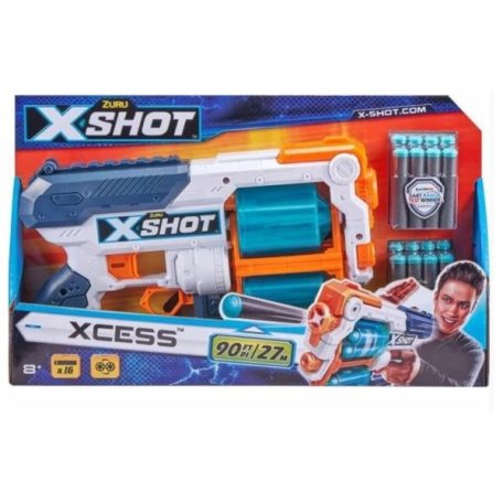 X-Shot Xcess TK-12 forgótáras szivacslövő játékpisztoly,  16 db lövedékkel XSH36436